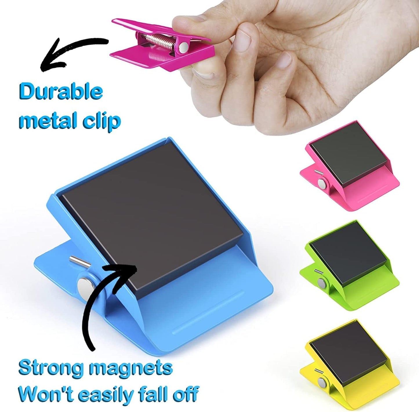Grtard 24 Pack Magnetic Clips Heavy Duty, Colorful Strong Fridge Magnet Clips Heavy Duty, Metal Magnet Clips for Fridge, clip Magnets, Magnetic Clips for Refrigerator, Locker, Whiteboard, Home, Office