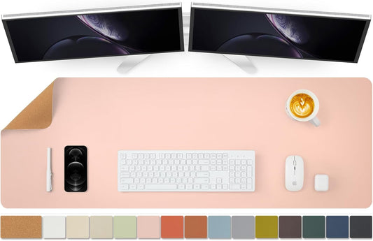 Large Cork Desk Mat - 47.2"x 17" Desk Pad for Office and Home - Ideal for Large Mouse Pad and Desk Mats on Top of Desks(Pink)