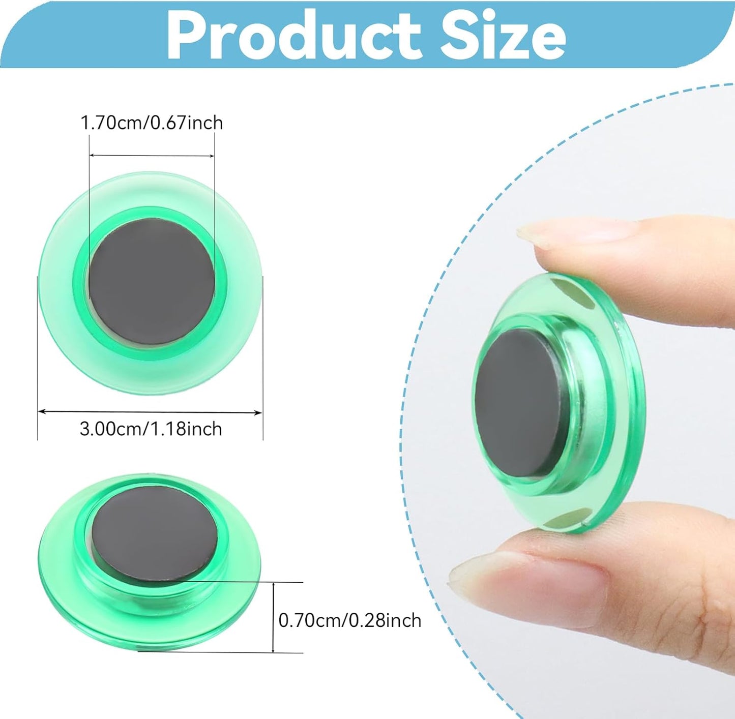 ZDZBLX Fridge Magnets, 28 Pack Magnet Strong Magnets Refrigerator Magnets Small Magnets for Whiteboard, Heavy Duty Magnets Mini Magnets Cute Round Magnets for Fridge, Locker, Classroom, Office (Green)