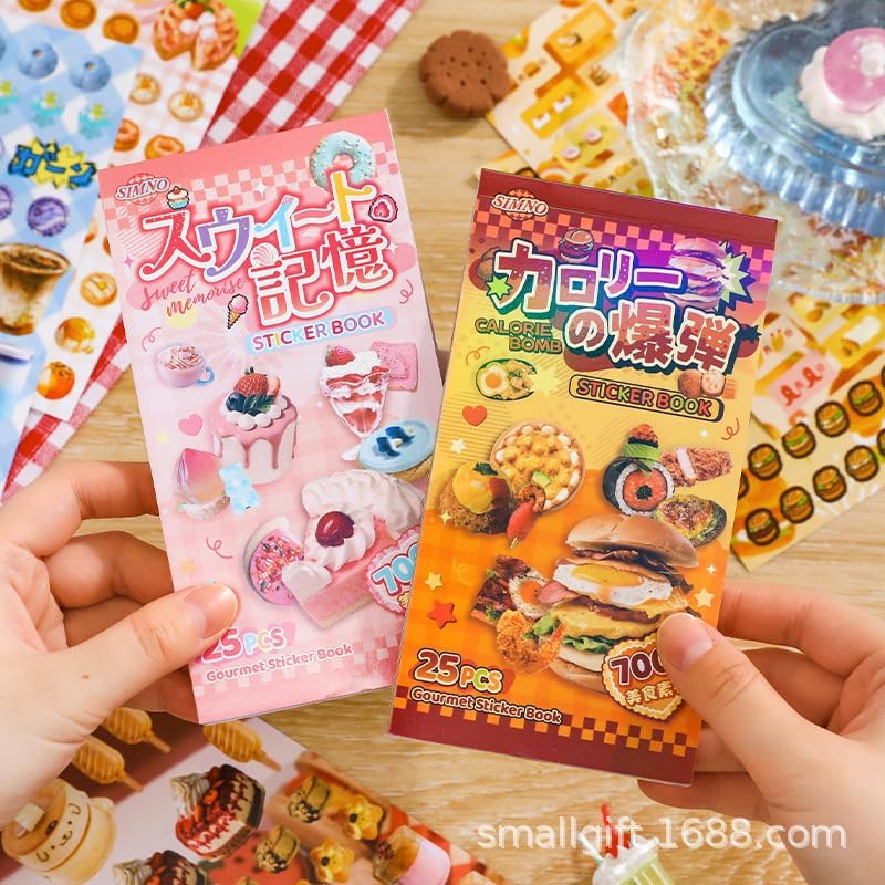 Alideco 25pcs Scrapbook Stickers Vintage Cute Cake Dessert Food Sticker Book for Adults Sticker journaling Stickers for Scrapbooking (reliangbaodan)