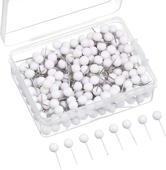 Map Tacks Push Pins Small Size 300 Packs (White, 1/5 Inch)
