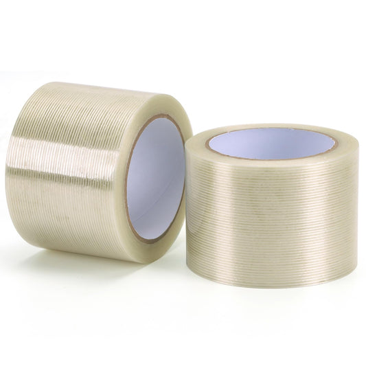 Strapping Tape 3 inch, Heavy Duty Shipping Packing Tape, Clear Filaments Run Lengthwise, Waterproof, Fiberglass Reinforced Packing Tape