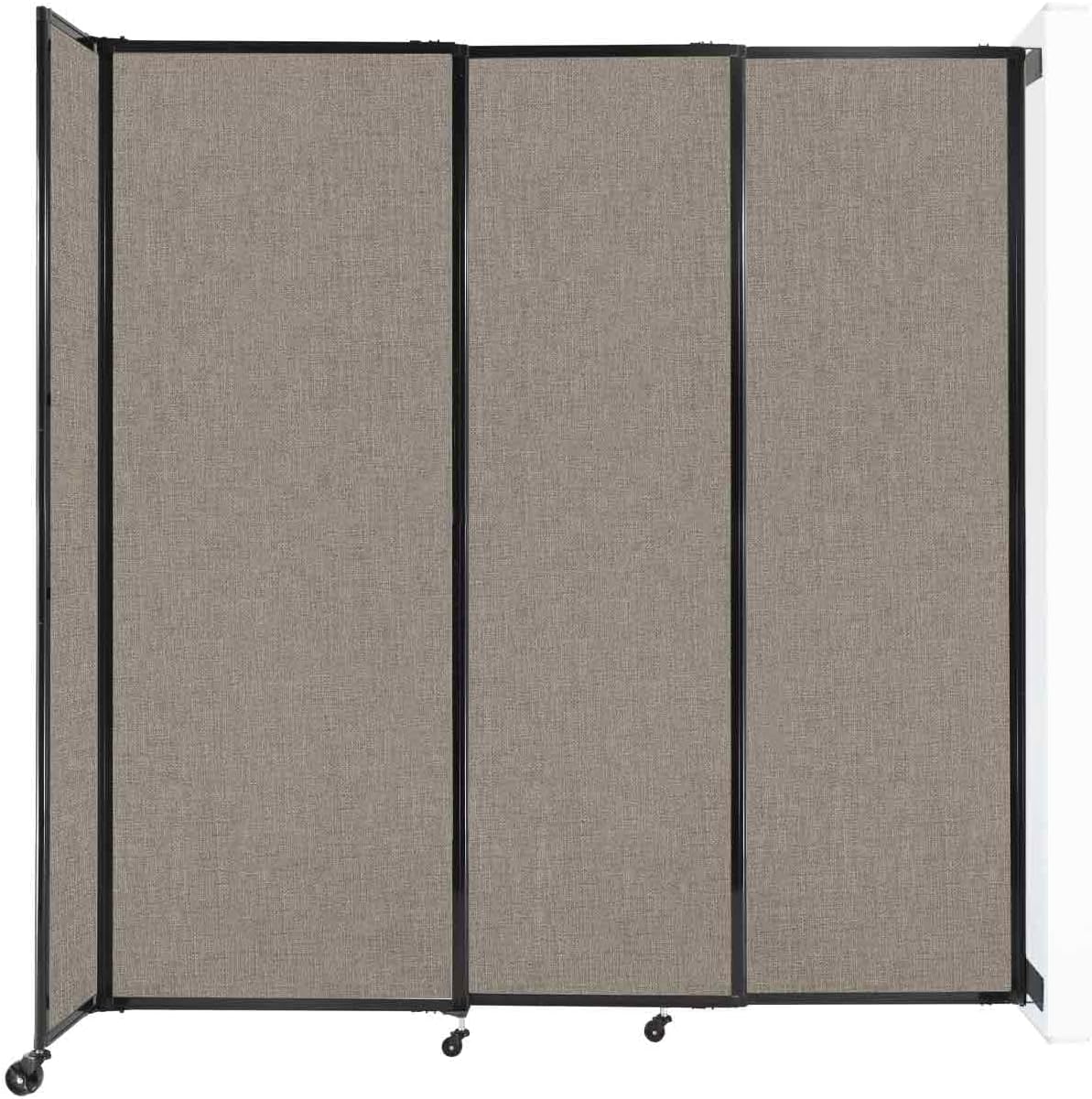 Wall-Mounted Sliding StraightWall Room Divider | Adjustable Widths | Locking Wheels | Room Separator | Up to 7'2" Wide x 7'6" Tall Warm Pebble Fabric Panels