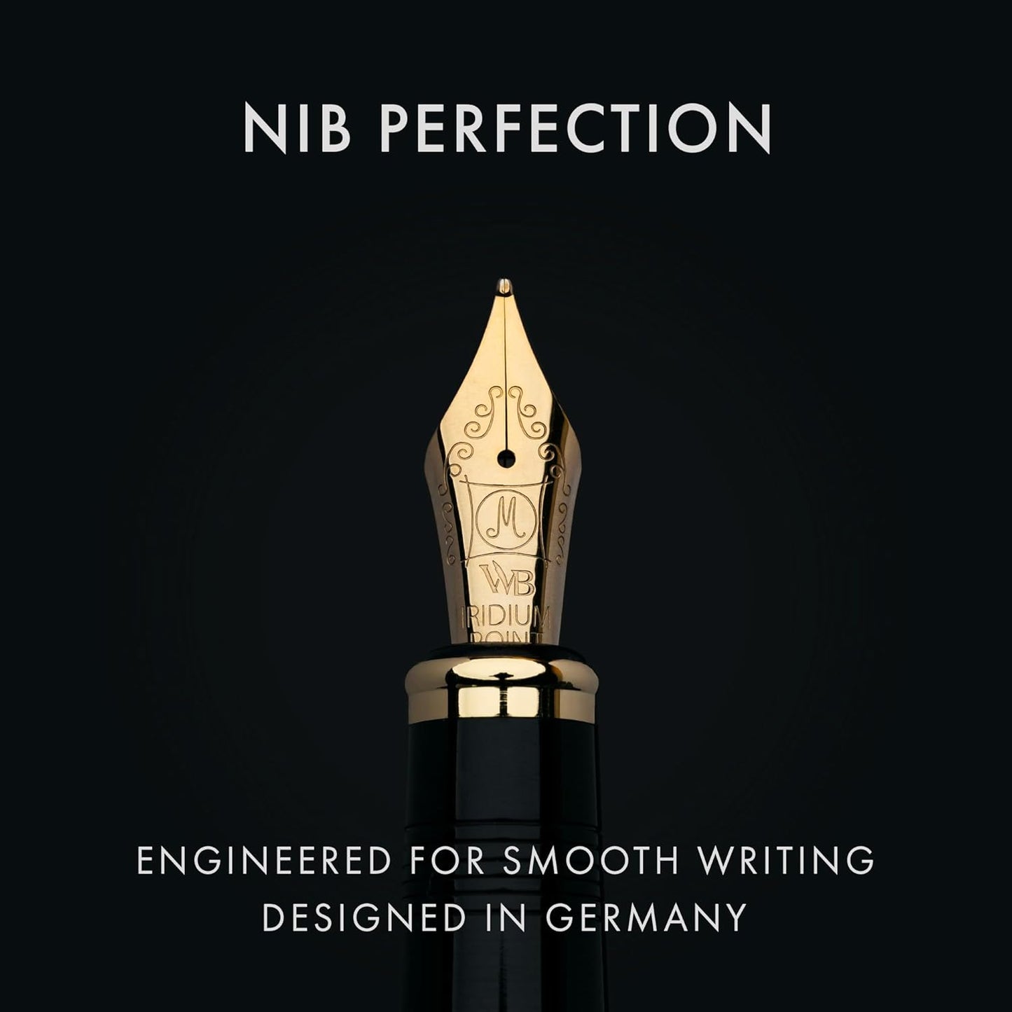 Wordsworth & Black Primori Fountain Pen Set [Black Gold]; Medium Nib, Gift Case, 24 Ink Cartridges, Refill Converter, Manual; Journaling, Calligraphy, Smooth Writing Pens; Left & Right Handed