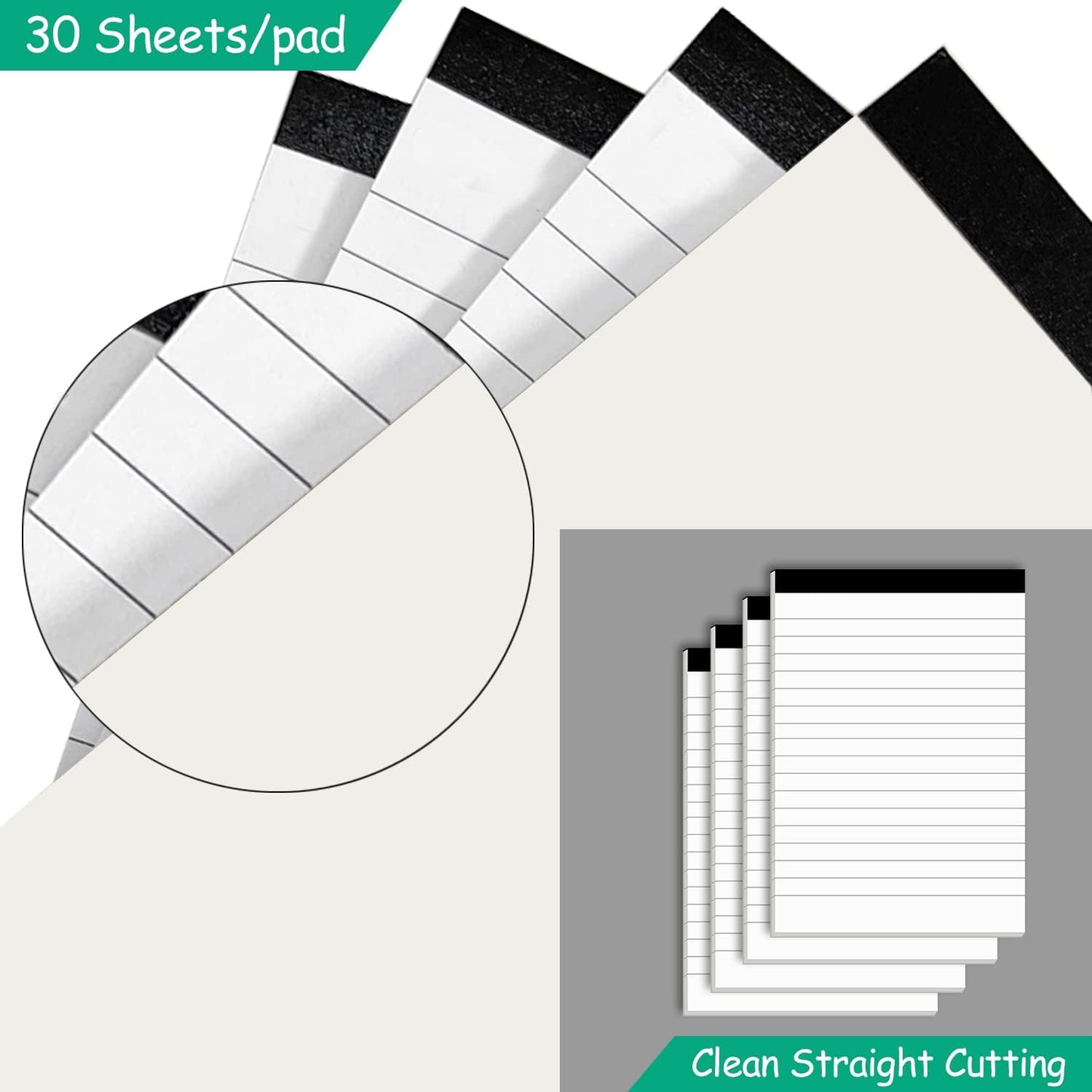 Notepads for Daily Planning and Organization of Work – 4 x 6-inches Lined Paper – Thick Bright White Paper – 30 Pages – Note Pads Ruled Pages – Pack of 12