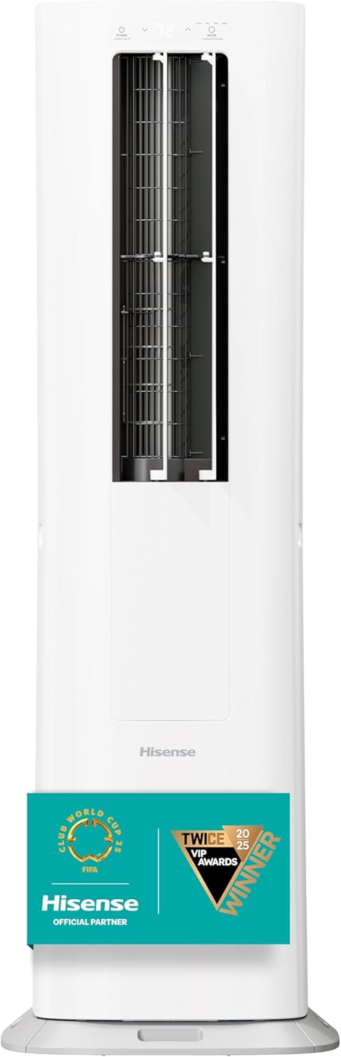 Hisense API0825UW1D Smart Inverter Twin Hose 8,000 BTU (DOE) 350 SF Heat/Cool Tower Portable Air Conditioner, White