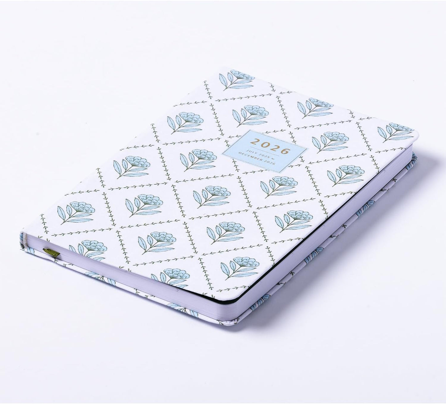 2025-2026 Eccolo 18 Month Linen Bound Planner, Monthly & Weekly Pages (5.25 x 7.75" - July 2025 - Dec 2026 - Blue Wallpaper)