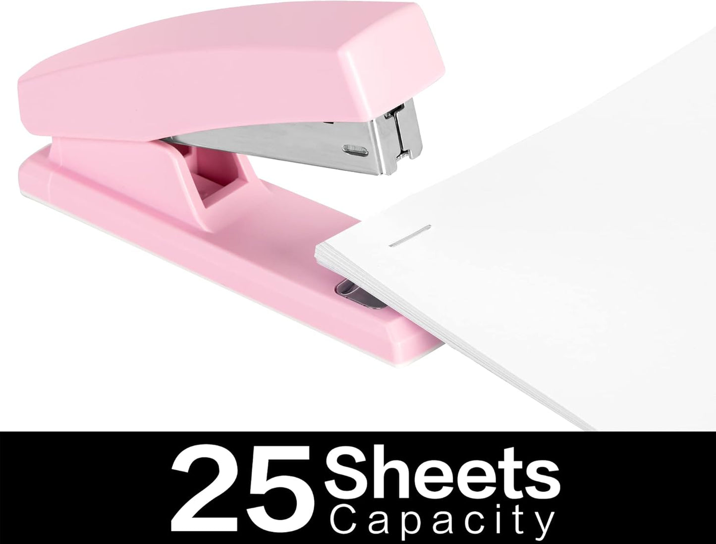Deli Stapler, Desktop Staplers with 640 Staples, Office Stapler, 25 Sheet Capacity, Pink