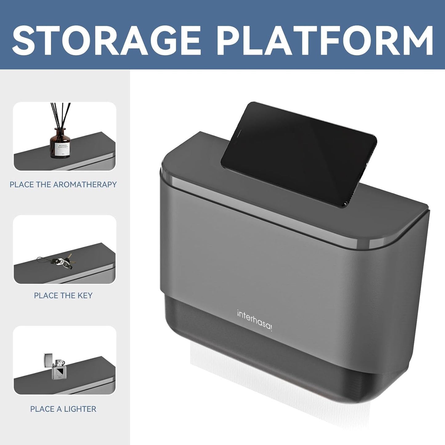 Commercial Paper Towel Dispenser Wall Mount Adhesive Multifold Trifold cFold Folded Paper Hand Towel Dispenser for Bathroom 10.7" L x 3.7" W x 8" H