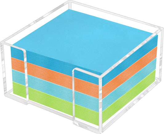 Acrylic Sticky Note Holder - 3 x 3 Inch Post It Note Holder, Crystal Clear Sticky Note Dispenser for Dorm Room Home and Office Acrylic Desk Organizer