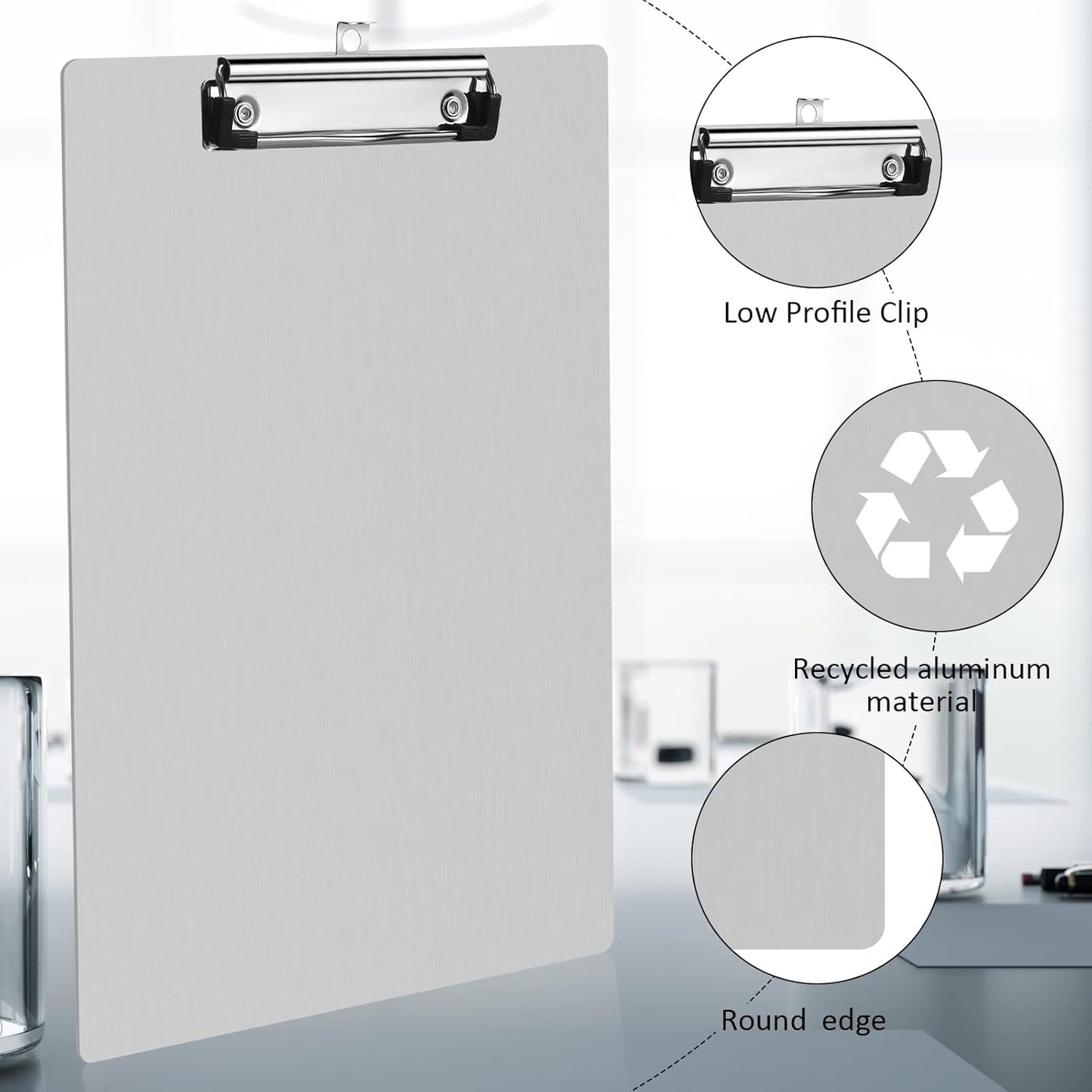 Epakh 16 Pieces Clipboard Bulks Metal Clipboard Aluminum Office Low Profile Clip Standard A4 Letter Size Metal Clip Board, Size 12.5 x 9 Inch