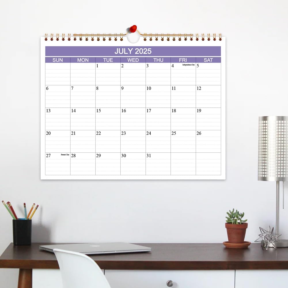 2025-2026 Calendar- Wall Calendar 2025-2026 Runs from July 2025 to December 2026-18 Months Calendar with Thick Paper for Planning and Organizing for Home or Office, 8.5 x 11 Inches, Purple