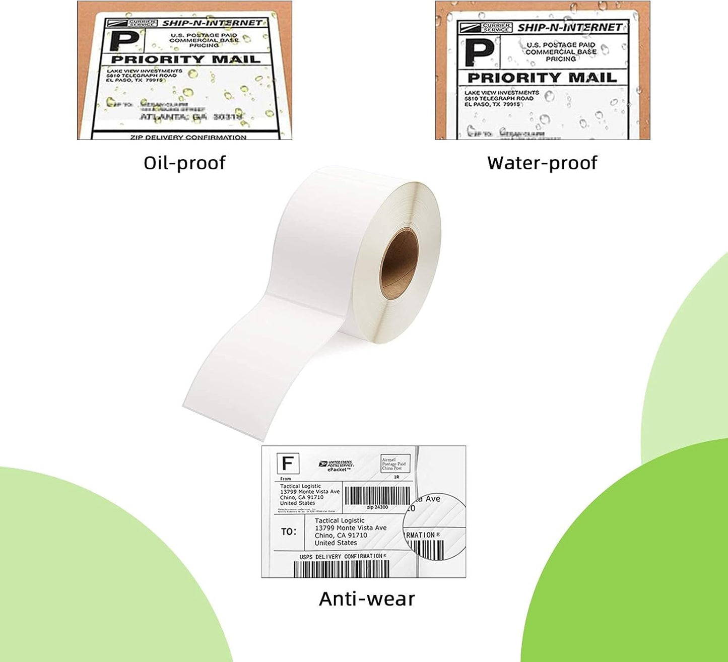 4"x 6" Multipurpose Direct Thermal Labels 3" Core Compatible for Zebra Industrial Printers Adhesive & Perforated (2 Rolls, 1000 Labels/Roll)
