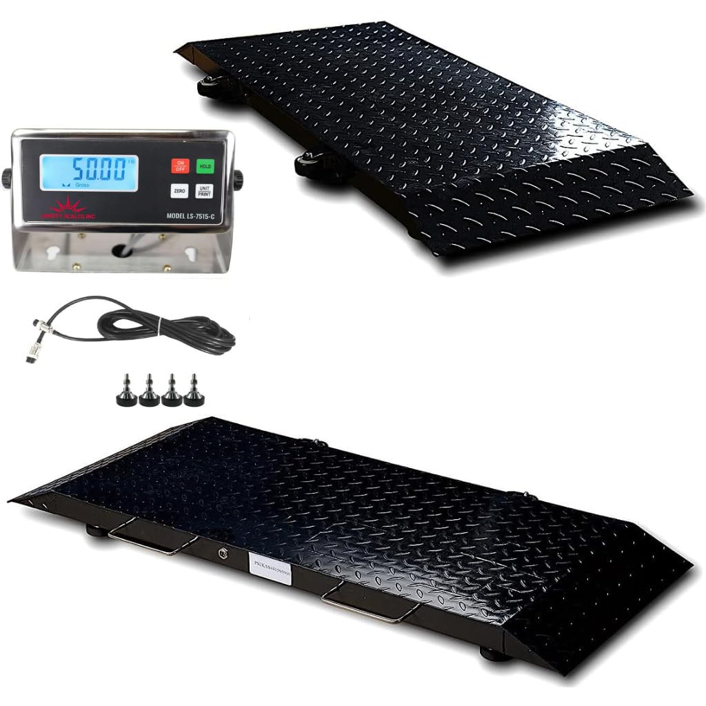 Liberty LS-920-2k Industrial Portable Floor Scale for Small Animal, Platform 50" x 20" / up to 2000 lbs (Made in USA) Scale + Cage System