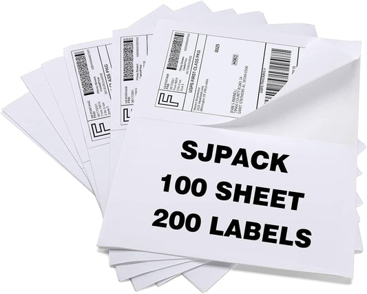 100 Half Sheet Shipping Labels 5-1/2" X 8-1/2" Address Blank Labels Laser/Ink Jet