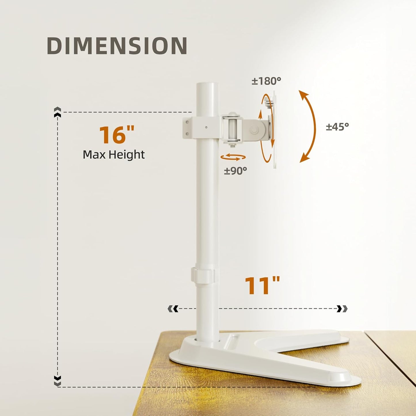 Claiks Monitor Mount, Ergonomic Adjustable Monitor Stand for Max 32 inch Screens, Adjustable Stand up to 20 lbs, VESA Mounting Holes 75&100mm, White
