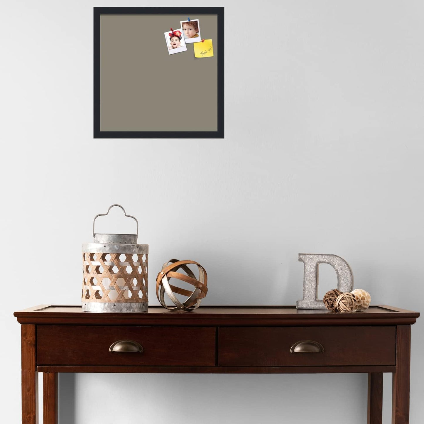 PinPix 17x17 Inch Cork Bulletin Board. This Decorative Framed Pin Board Comes with Pewter Design and a Satin Black Frame. Ideal for Home Office Decor or Message Board (PinPix-1812)