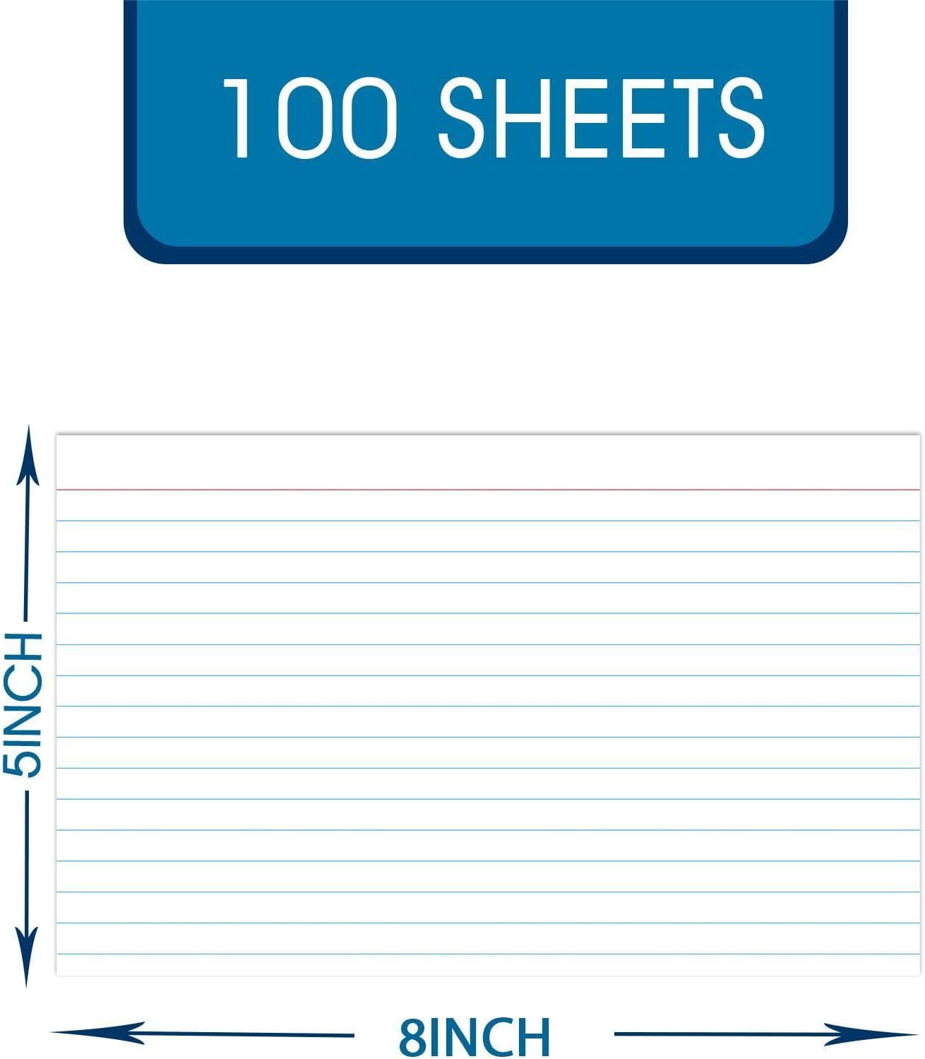 Index Cards 5x8, Ruled Index Cards, Flash Cards for Studying, White Index Cards, File Note Cards, Study Cards, Flash Cards, Study Cards, 100 Pcs Lined Index Flashcards for Office and School Supplies