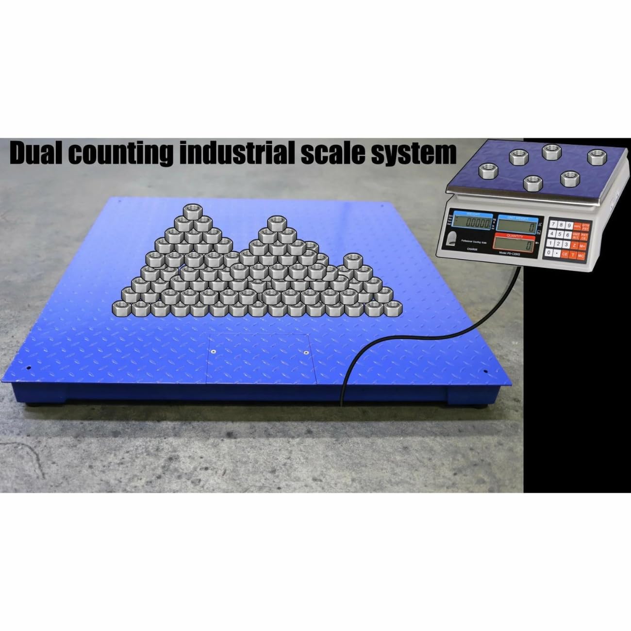 Liberty Scales LS-700-DC Dual Counting Smart Weighing Scale Systems, Size 48" x 96" (4' x 8') - C-Scale (66 lb x .002 lb) / Floor Scale 10.000 lb x 1 lb