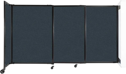 Wall-Mounted Sliding StraightWall Room Divider | Adjustable Widths | Locking Wheels | Room Separator | Up to 7'2" Wide x 4' Tall Blue Spruce Fabric Panels