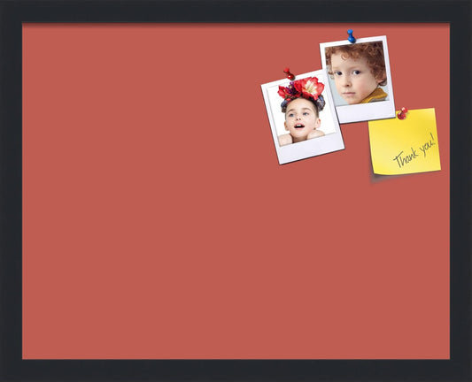 PinPix 19x15 Inch Cork Bulletin Board. This Decorative Framed Pin Board Comes with Crimson Pastel Design and a Satin Black Frame. Ideal for Home Office Decor or Message Board (PinPix-1807)