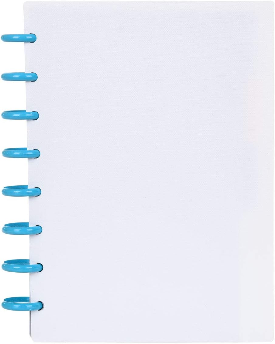 Talia Discbound Notebooks, Planner, Customizable, (White w/Energetic Turq Discs, Junior (5.5in x 8.5in))