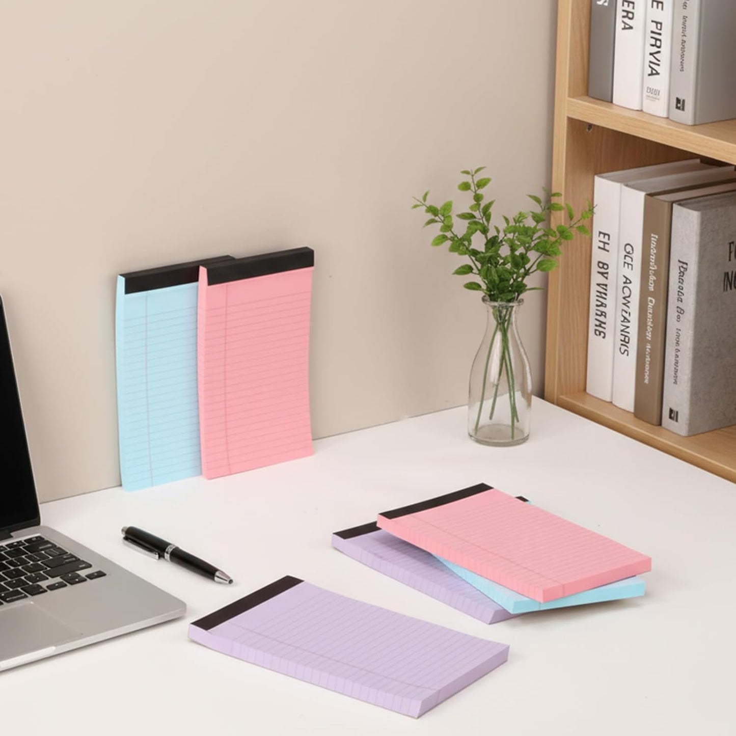 Honoson 6 Pack Legal Pads 5 x 8 College Ruled Colored Notepad 600 Sheets Wide Ruled Writing Pads 100 Sheets/pad Lined Paper Bulk for Office School Classroom Teacher Students Supplies, 3 Colors