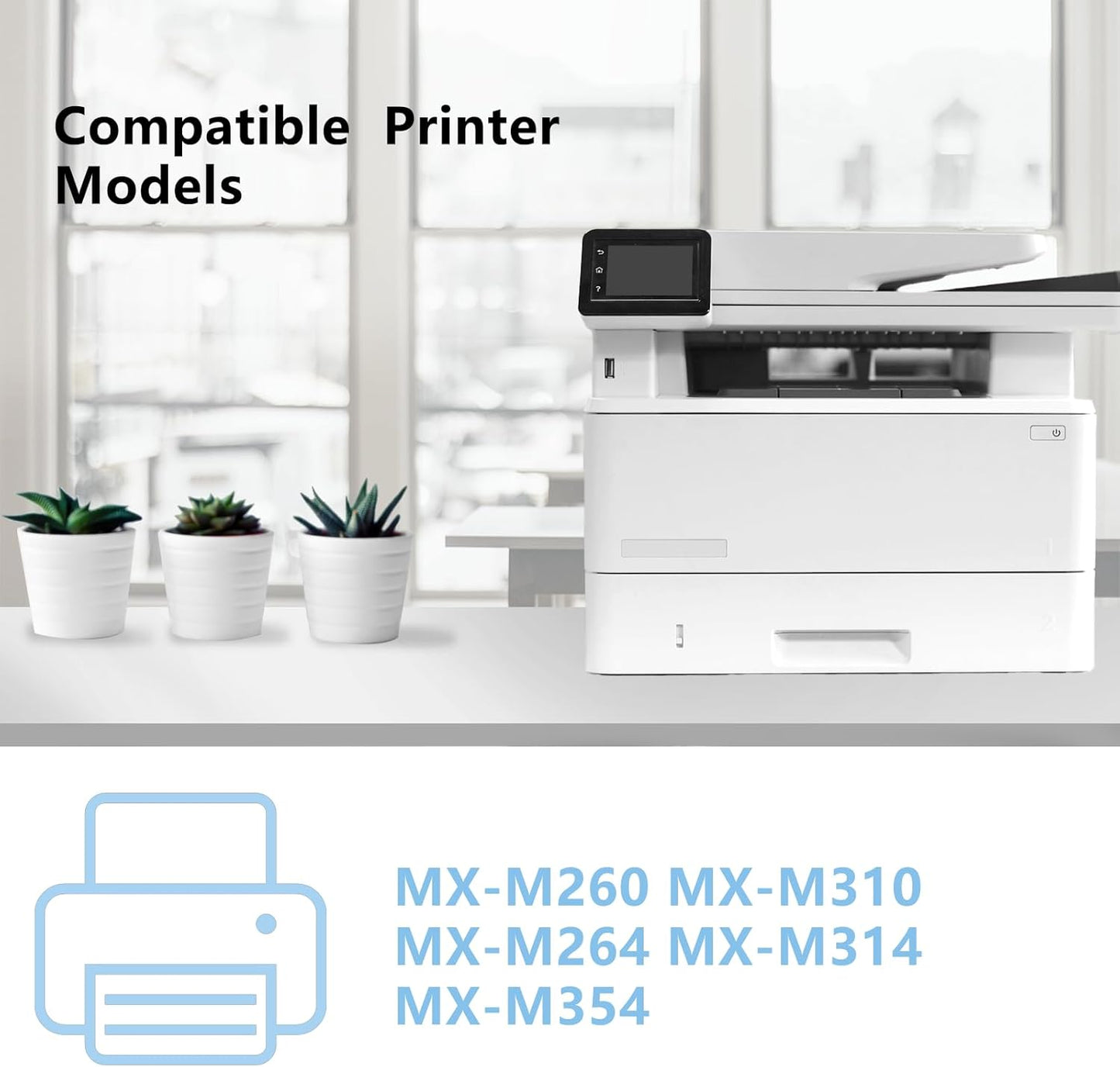 MX-312NT MX312NT Black Toner Cartridge Compatible for Sharp MX-312NT MX-M260 MX-M264N MX-M310 MX-M314N MX-M354N MX312NT Printer(2-Pack)