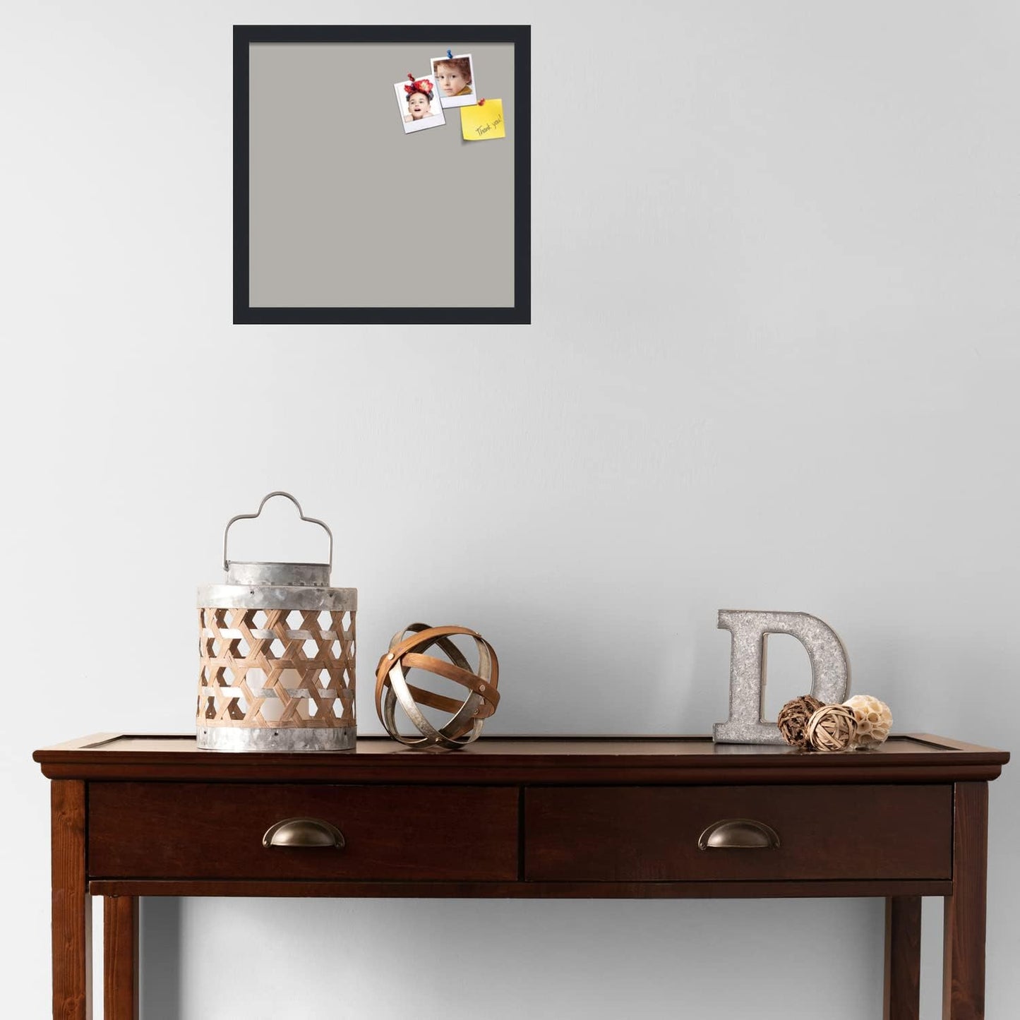 PinPix 16x16 Inch Cork Bulletin Board. This Decorative Framed Pin Board Comes with Dark Stone Design and a Satin Black Frame. Ideal for Home Office Decor or Message Board (PinPix-1808)