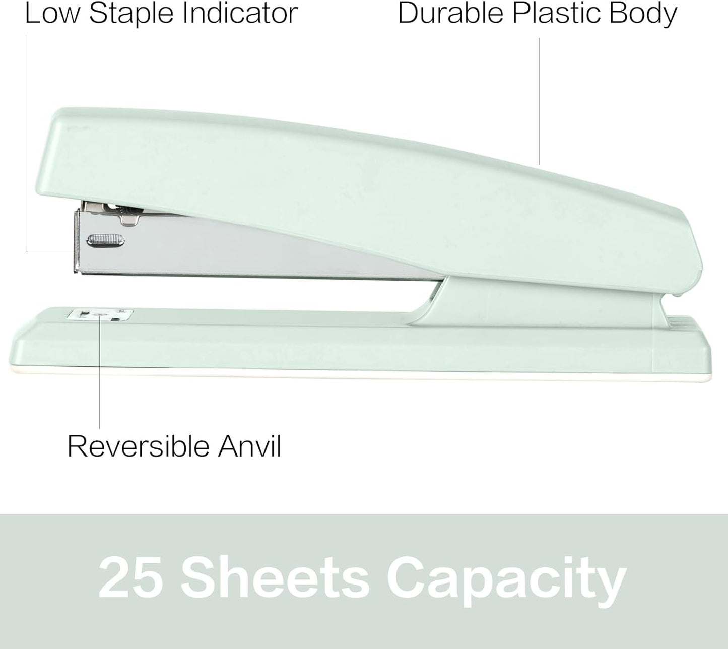 Deli Desktop Office Stapler - 25 Sheet Capacity, Includes 1000 Staples, Staple Remover, Green