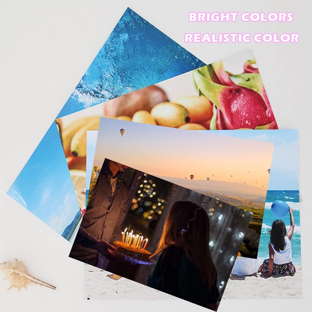 4 Sizes Photo Paper, 200gsm High Glossy White Photographic Paper, Advanced Picture for Inkjet Printer (90 Sheets, 3.5 x 5, 4 x 6, 5 x 7, 8.3 x 11.7 Inch)