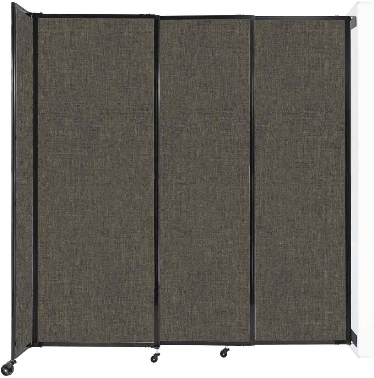 Wall-Mounted Sliding StraightWall Room Divider | Adjustable Widths | Locking Wheels | Room Separator | Up to 7'2" Wide x 7'6" Tall Mocha Fabric Panels