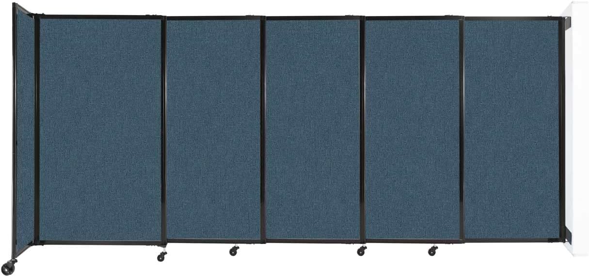 Wall-Mounted Sliding StraightWall Room Divider | Adjustable Widths | Locking Wheels | Room Separator | Up to 11'3" Wide x 5' Tall Caribbean Fabric Panels