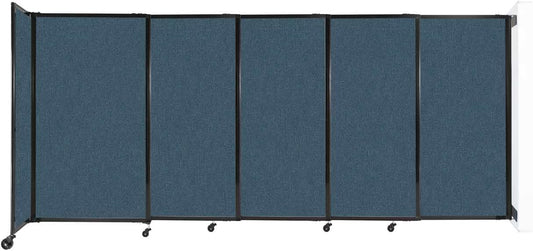 Wall-Mounted Sliding StraightWall Room Divider | Adjustable Widths | Locking Wheels | Room Separator | Up to 11'3" Wide x 5' Tall Caribbean Fabric Panels
