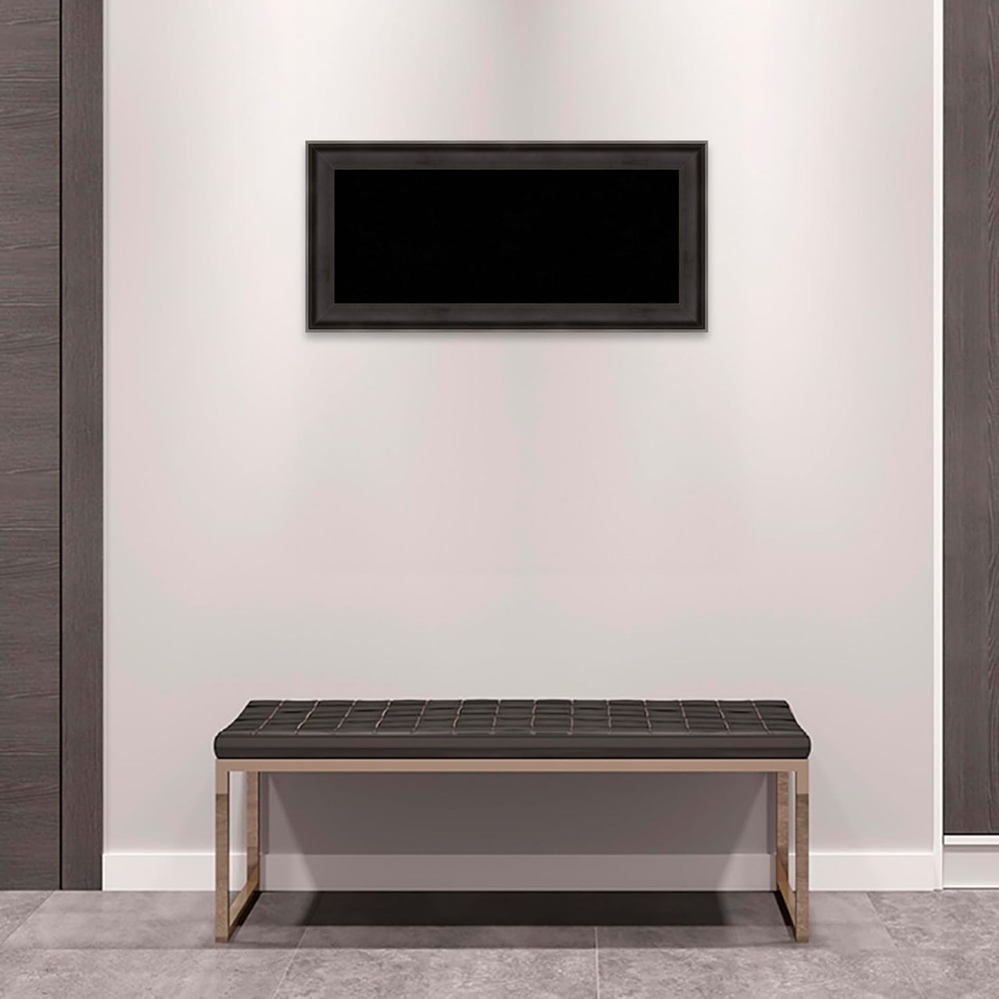 Amanti Art Black Cork Board for Wall, 16x34 Vision Board with Black Wood Frame, Medium Corkboard Office Decor for Home Organization, Casual Corkboard Pinboard to Display Items for Home Organization