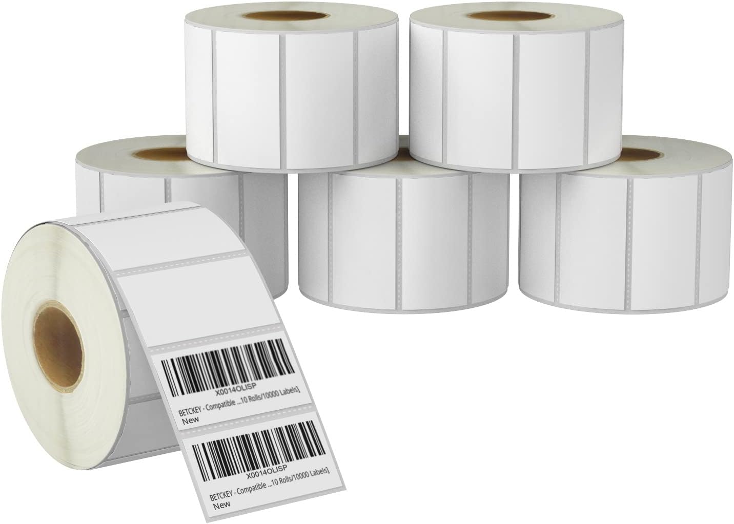 BETCKEY - 2" x 1" (51 mm x 25 mm) UPC Barcode & Address Labels Compatible with Zebra & Rollo Label Printer,Premium Adhesive & Perforated [6 Rolls, 7800 Labels]