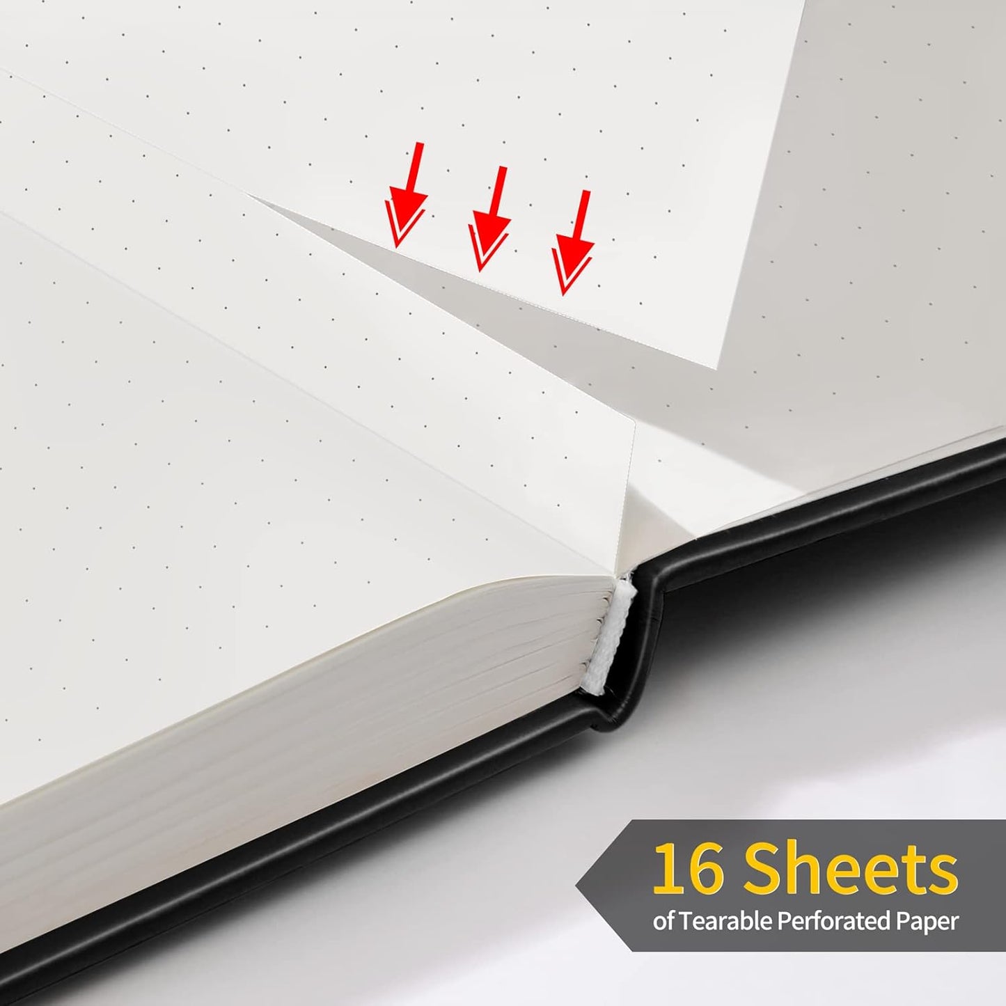 Annecy Numbered Bullet Dotted Journal Notebook, Medium 5.5x 8.25, 160 Pages 100GSM Writing Paper, A5 Black Faux Leather Cover with Pen Loop