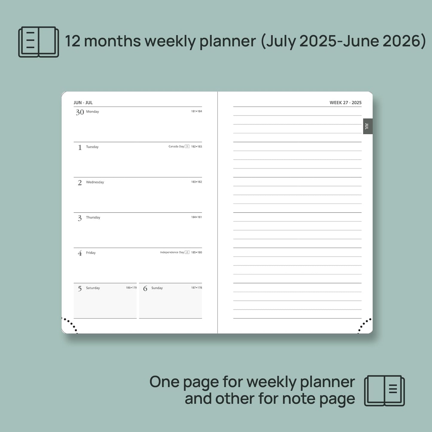 POPRUN Planner 2025-2026 Weekly Notebook for Purse(Pocket Size 4''x 6.25'') Small Academic Calendar (JUL.25 - JUN.26) with Monthly Tabs, Leather Soft Cover, Inner Pocket, 100 GSM - Brown