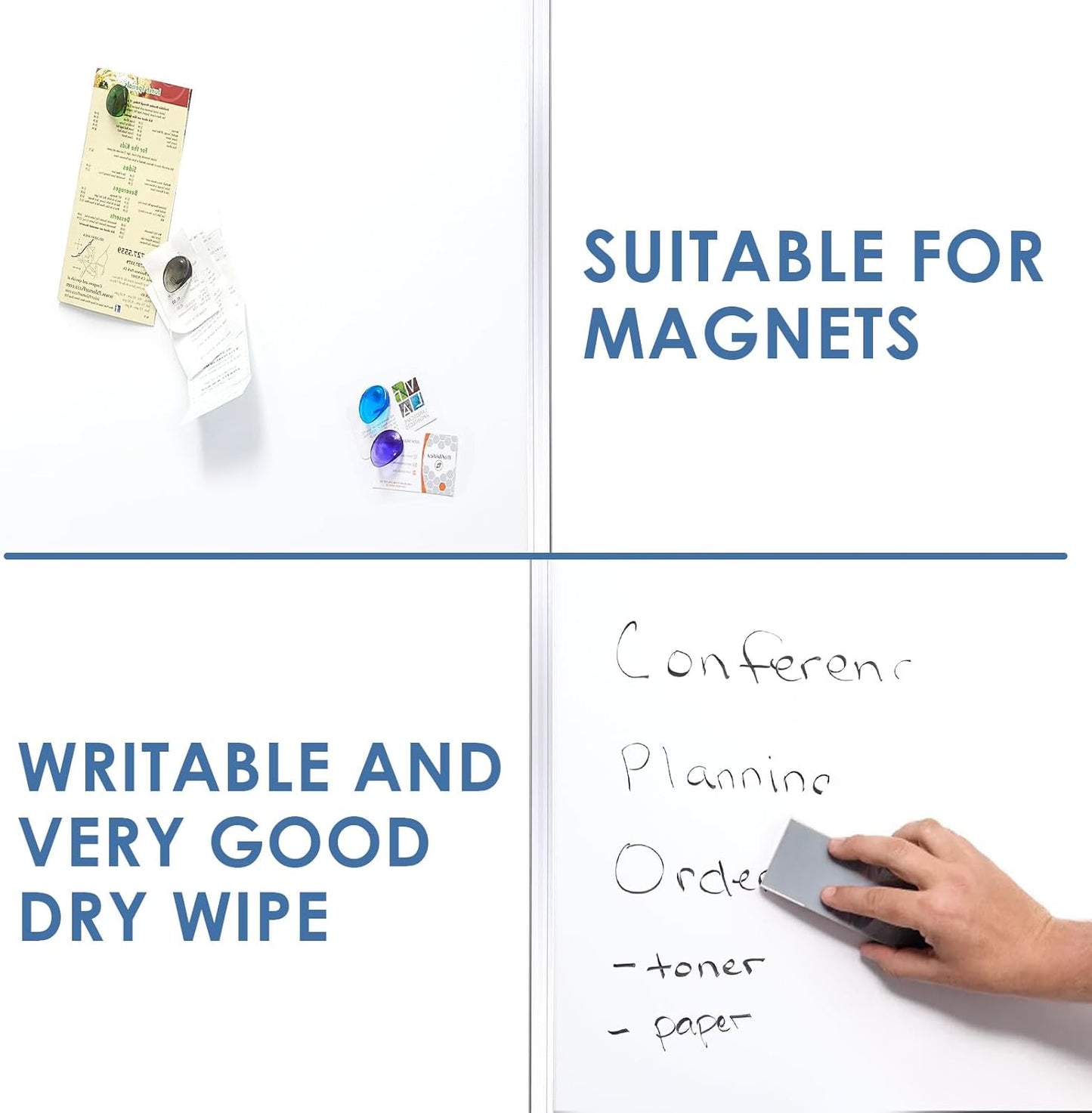 SWANCROWN Large White Board Dry Erase 60" x 48" Presentation Magnetic Whiteboard with Long Pen Tray, Dry Erase Board for Wall, School, Office and Home 5' x 4'