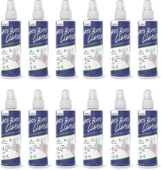loukin Non-Toxic Whiteboard Cleaner, 8.5 fl oz Dry Erase Board Cleaner, White board Cleaning Spray, Removes Stubborn Marks from Whiteboards, Chalkboard (12-Pack)