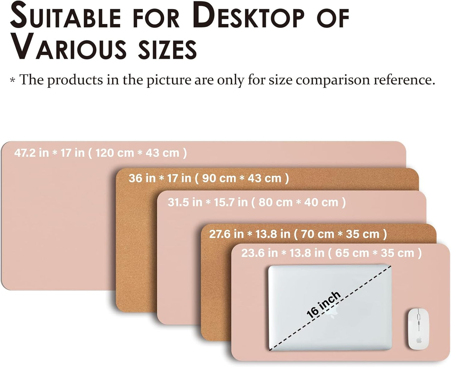 Cork Desk Mat - Dual-Sided Desk Pad for Office and Home - Desk Organization and Accessories - Ideal for Large Mouse Pad and Desk Mats on Top of Desks(Pink,36"x 17")