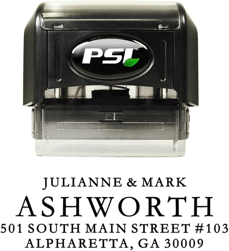 Self Inking Return Address Stamp - Custom 4 Line Personalized Address Stamp for Envelopes, Wedding Invitations, Business, Mailing Labels, Black Ink (All Serif)