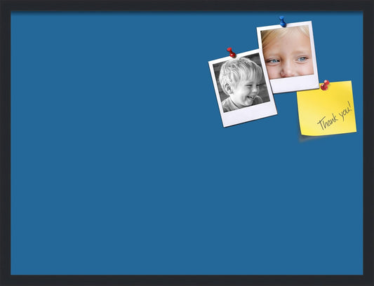 PinPix 32x24 Inch Cork Bulletin Board. This Decorative Framed Pin Board Comes with Navy Pastel Design and a Satin Black Frame. Ideal for Home Office Decor or Message Board (PinPix-1811)