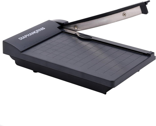 Guillotine Paper Trimmer, Mini Compact Paper Cutter, 1/4-Inch Grid for Precision Cutting, Straight Cuts Up to 3 Sheets, Perfect for Photos,Coupons,Card Making and Small Craft Projects (Grey)