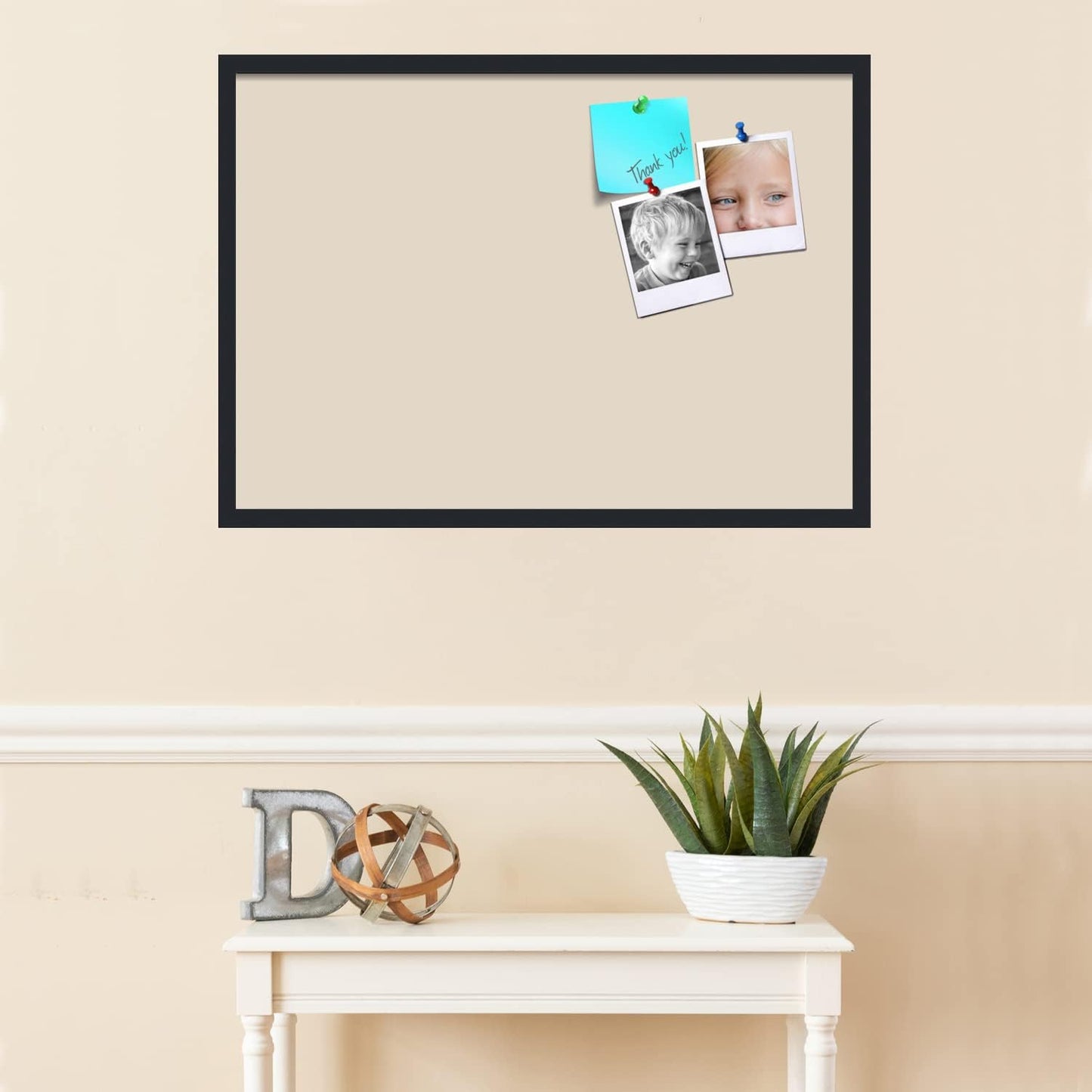 PinPix 34x24 Inch Cork Bulletin Board. This Decorative Framed Pin Board Comes with Desert Pastel Design and a Satin Black Frame. Ideal for Home Office Decor or Message Board (PinPix-1815)