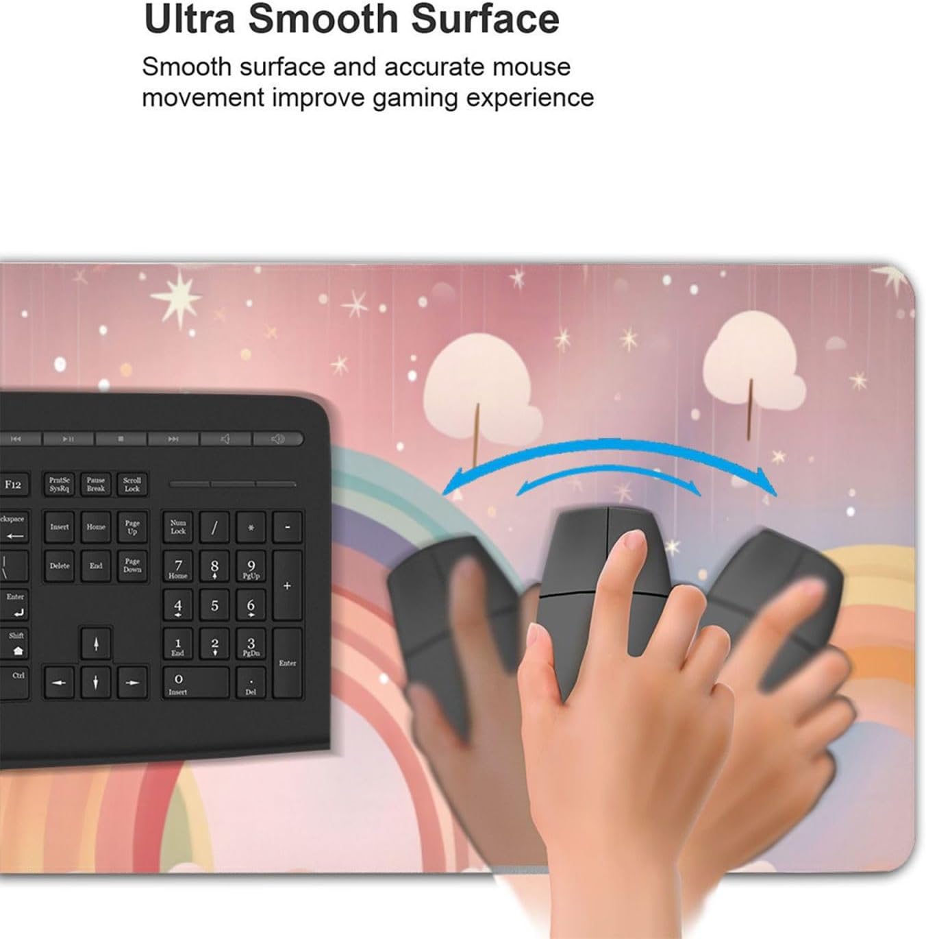 35.4 x 15.7 in, Waterproof XXL Large Mouse Pad for Desk, Extended Keyboard Mouse Mat for Computer Office, Big Laptop Mouse pad, Gaming Pc-Rainbow Boho with Stars