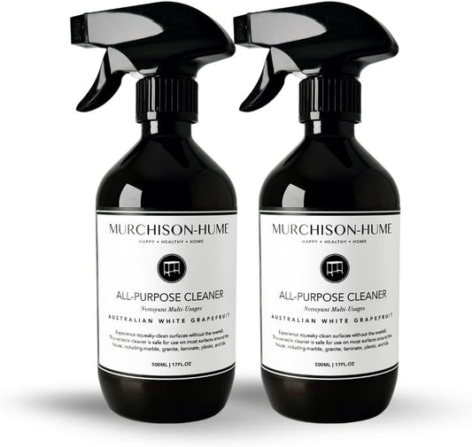 Murchison-Hume All-Purpose Cleaner - Vegan, Plant-Based, and Biodegradable Formula, Safe for Household Surfaces, 17 fl. Oz Refillable Spray Bottle - Pack of 2 (Australian White Grapefruit)