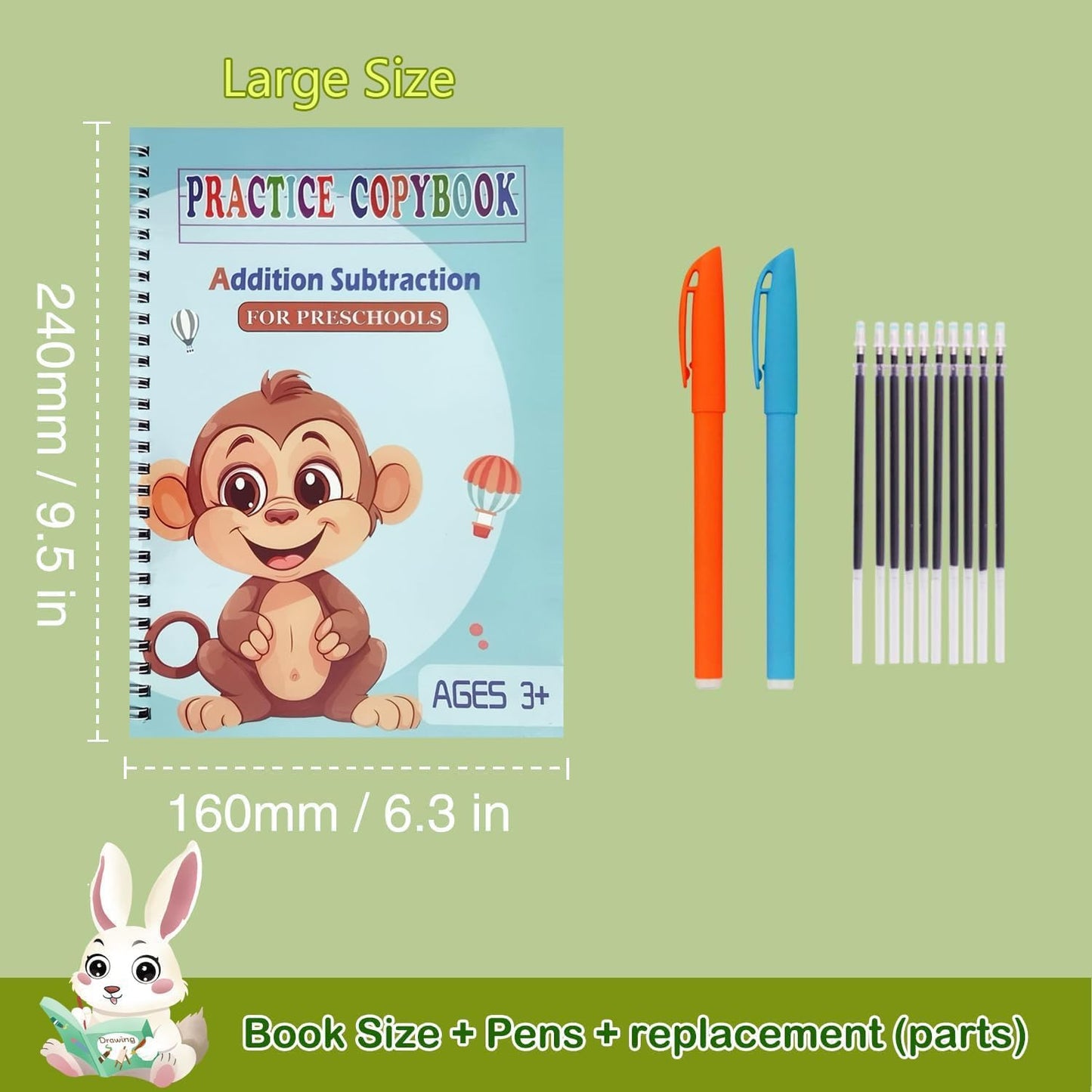 Reusable Grooved Handwriting Workbooks,Magic Copybook,Magic Writing Practice Copy Books, to Help Children Improve Their Handwriting Ink Practice Age 3-8 Calligraphy for Kids(5-Book Gift Set)