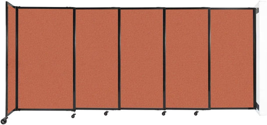 Wall-Mounted Sliding StraightWall Room Divider | Adjustable Widths | Locking Wheels | Room Separator | Up to 11'3" Wide x 5' Tall Papaya Fabric Panels