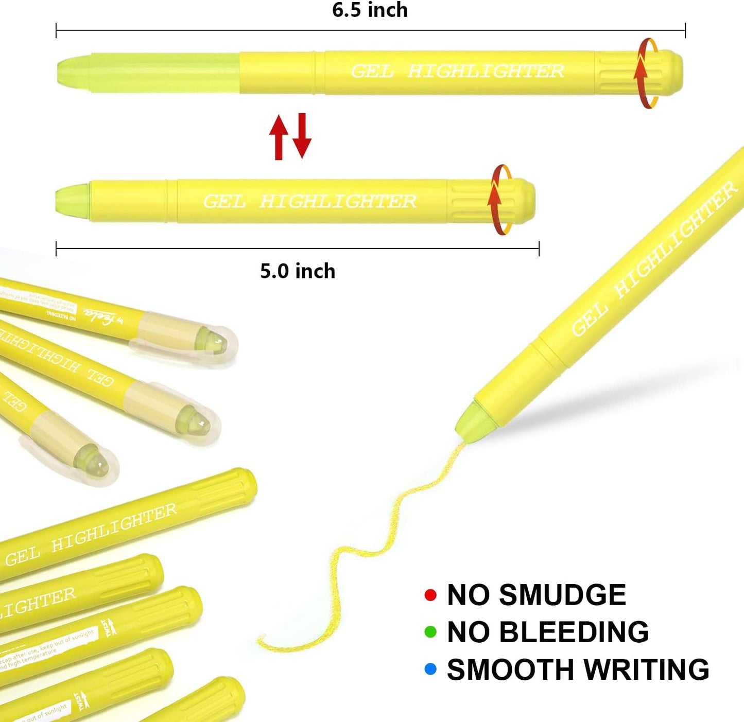 feela 24 Pack Yellow Gel Bible Highlighters Markers Pens Journaling Supplies, No Bleed Through For Highlighting Journal School Office
